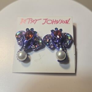 Betsey Johnson Vintage Purple Elephant Earrings Magical Creatures Collection